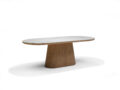 Eetkamertafel Delos - Wit Deckstone - 220x100 cm - Eiken naturel kolomvoet
