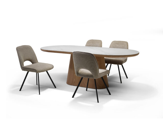 Eetkamertafel Delos 8211 Wit Deckstone 8211 220 215 100 Cm 8211 Eiken Naturel Kolomvoet