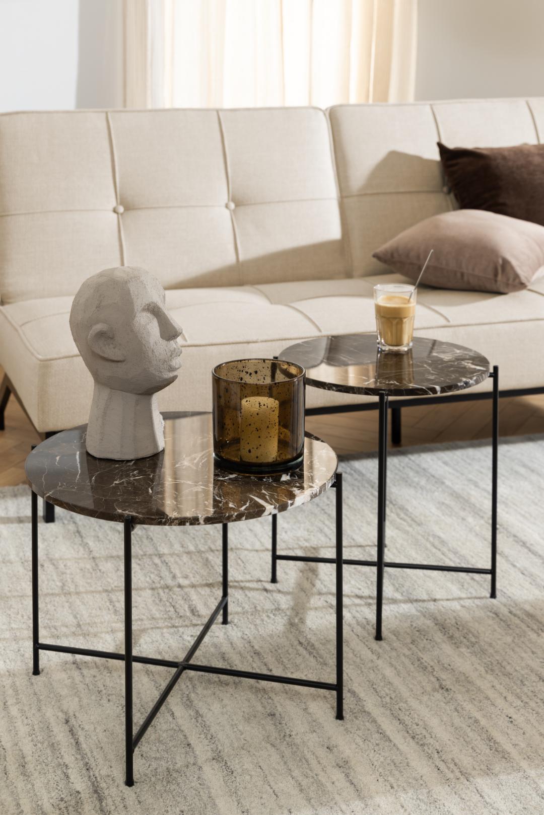 Bijzettafel Avila 8211 Bruin Marmer Melamine 8211 Metaal