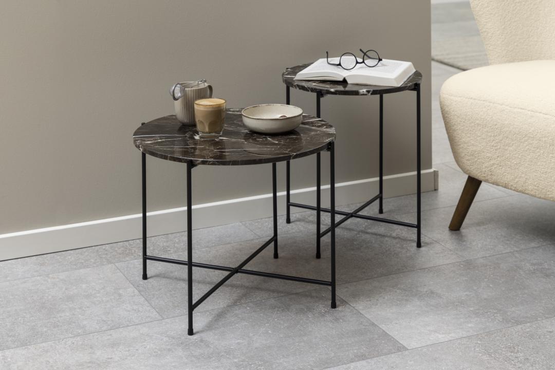 Bijzettafel Avila 8211 Bruin Marmer Melamine 8211 Metaal