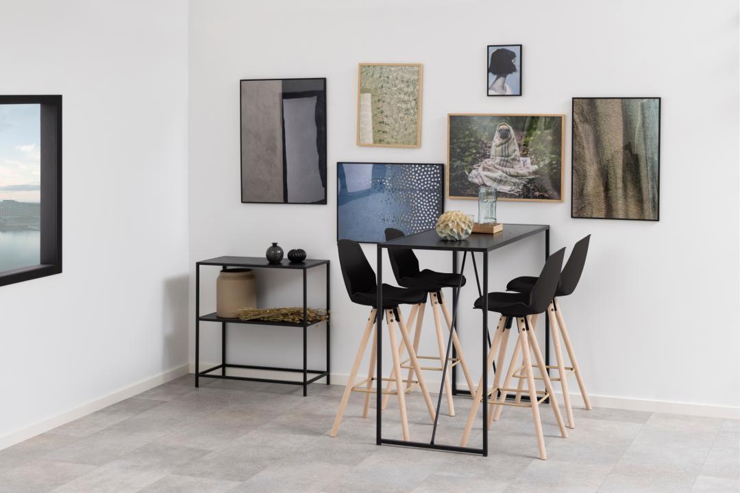 Barkruk Oslo 8211 Pu Zwart 8211 Eikenhout