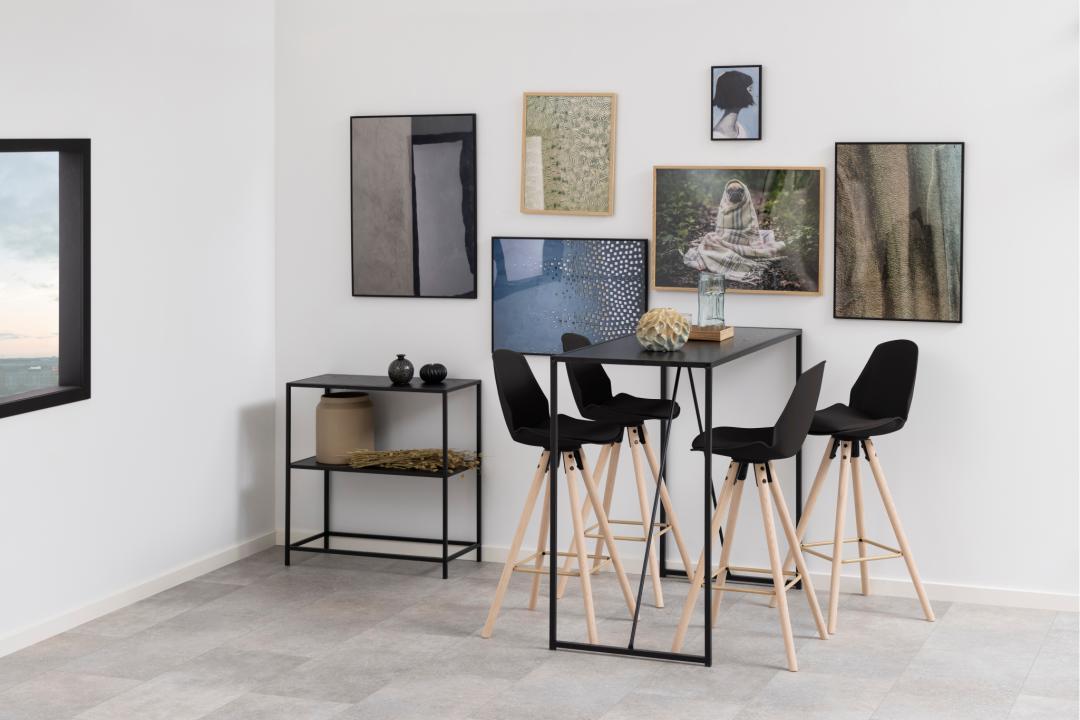 Barkruk Oslo 8211 Pu Zwart 8211 Eikenhout
