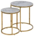 Salontafel Alisma - Wit marmer - Metaal - Set van 2