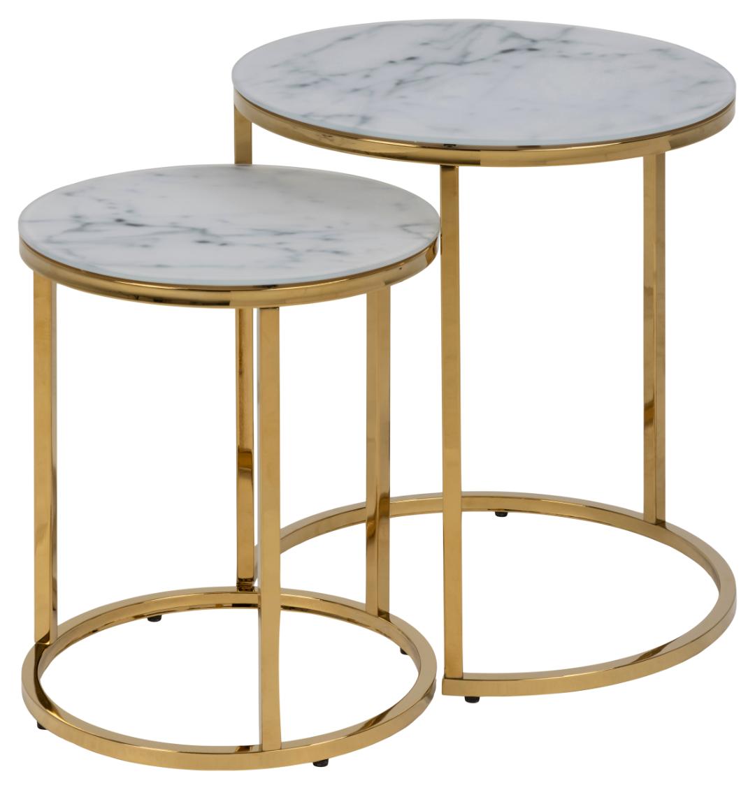 Salontafel Alisma 8211 Wit Marmer 8211 Metaal 8211 Set Van 2 Salontafel Alisma 8211 Wit Marmer 8211 Metaal 8211 Set Van 2