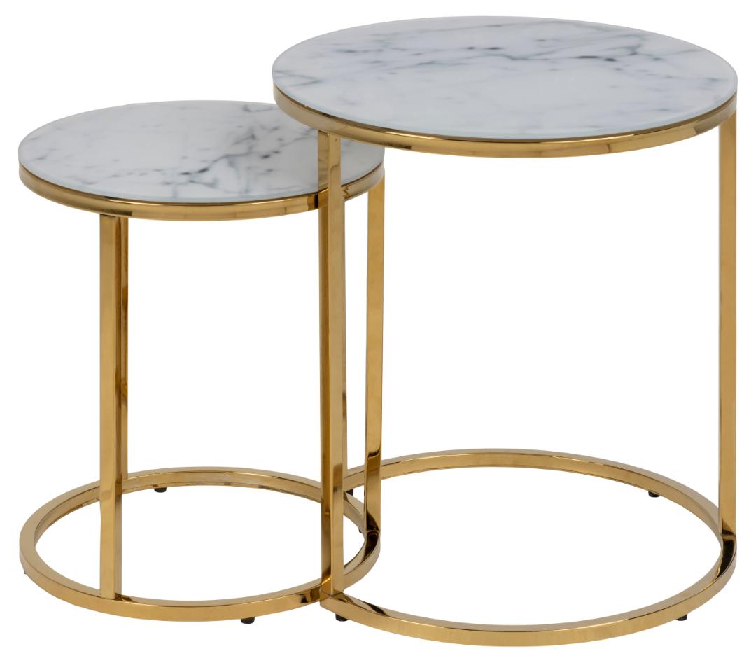 Salontafel Alisma 8211 Wit Marmer 8211 Metaal 8211 Set Van 2 Salontafel Alisma 8211 Wit Marmer 8211 Metaal 8211 Set Van 2
