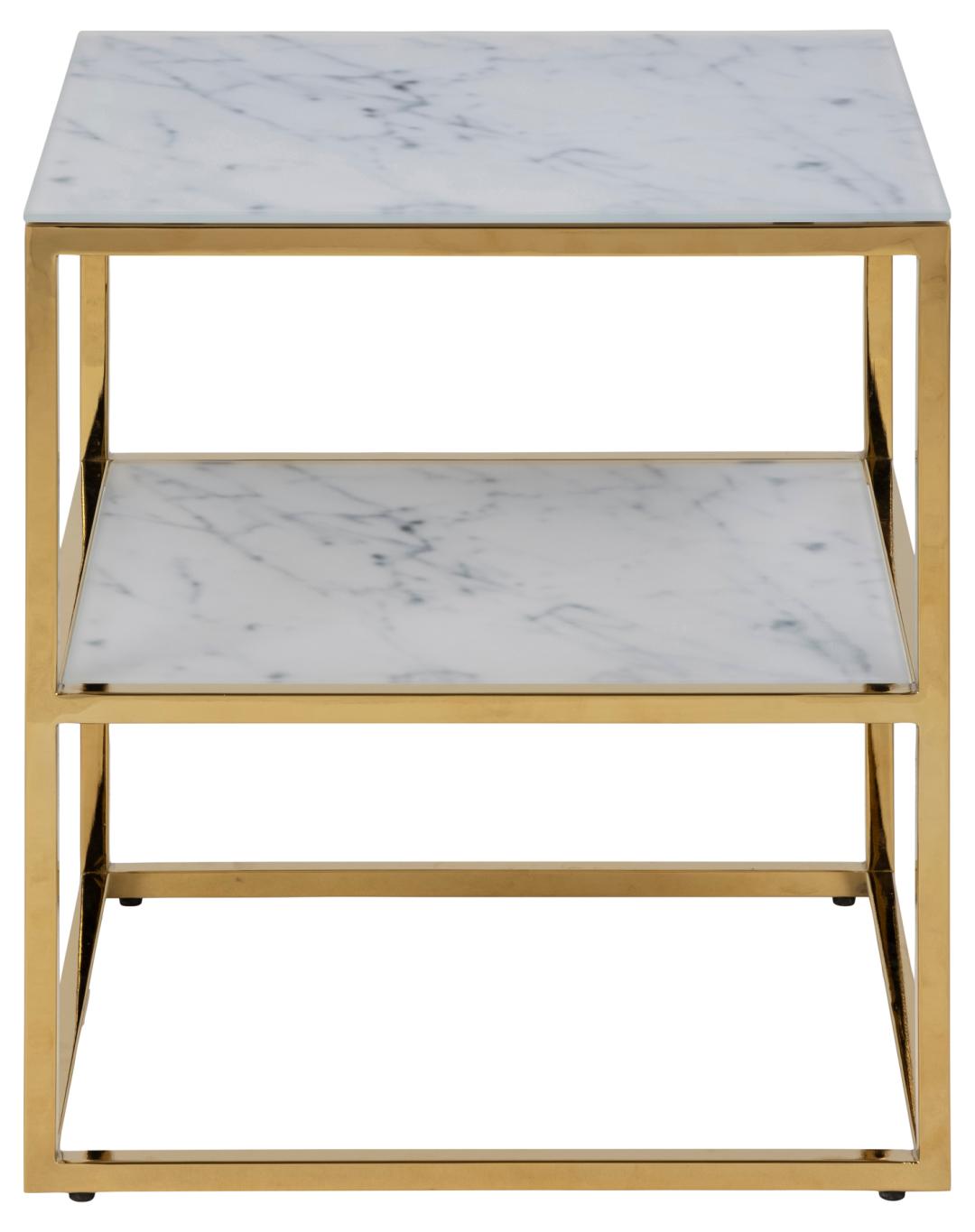 Nachtkastje Alisma 8211 Wit Marmer Blad 8211 Goud Metaal
