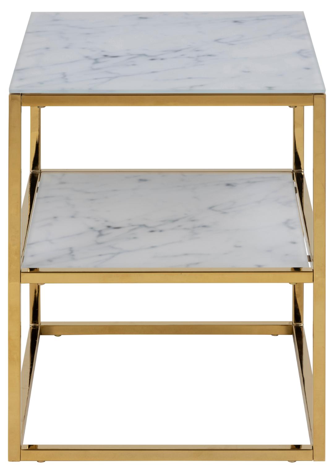 Nachtkastje Alisma 8211 Wit Marmer Blad 8211 Goud Metaal