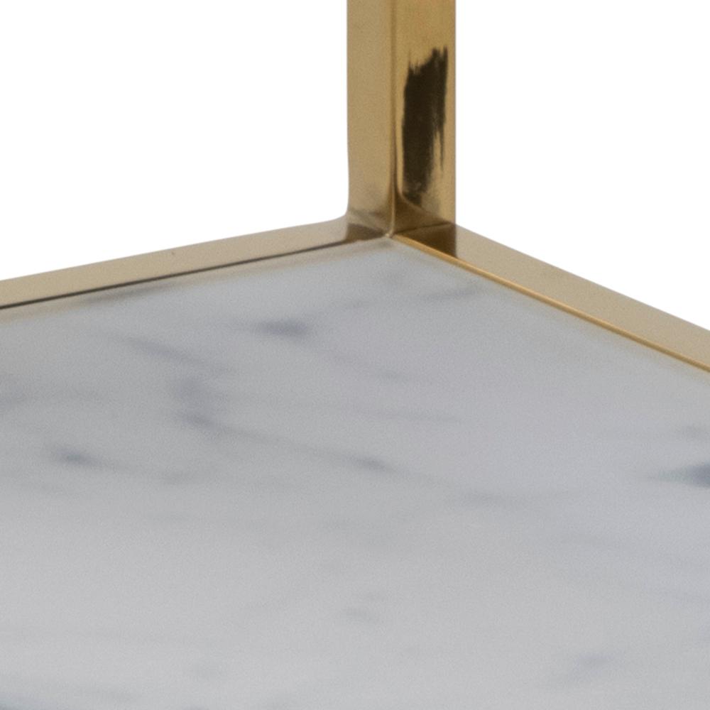 Nachtkastje Alisma 8211 Wit Marmer Blad 8211 Goud Metaal