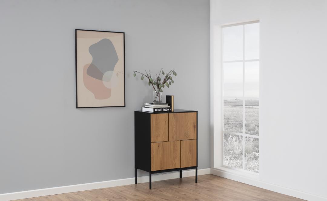 Dressoir Seaford 8211 Zwart Mdf 8211 Eiken Melamine 8211 Metaal