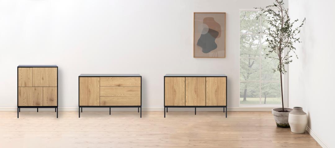 Dressoir Seaford 8211 Zwart Mdf 8211 Eiken Melamine 8211 Metaal