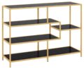 Boekenkast Seaford - Gouden poeder gecoate stalen frame - Zwart melamine