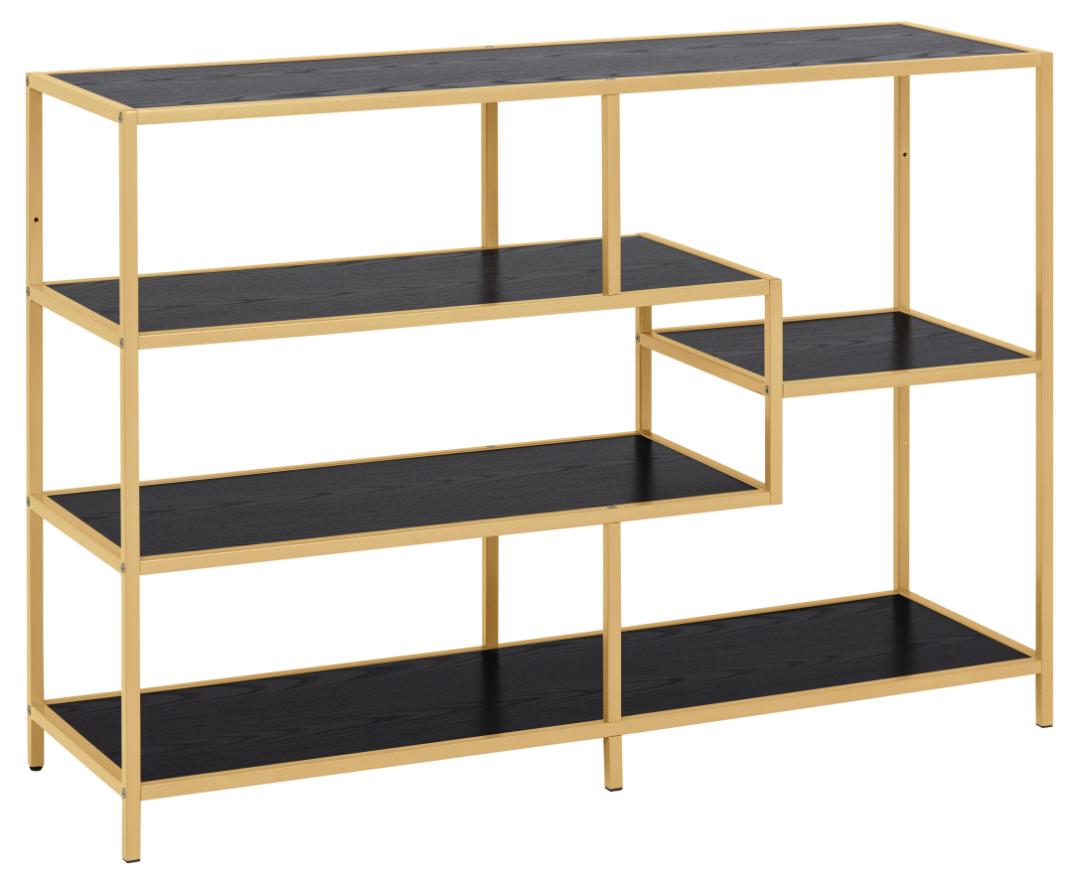 Boekenkast Seaford 8211 Gouden Poeder Gecoate Stalen Frame 8211 Zwart Melamine Boekenkast Seaford 8211 Gouden Poeder Gecoate Stalen Frame 8211 Zwart Melamine