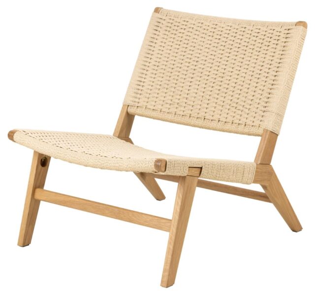 Loungestoel Carson 8211 Beige Vlechten 8211 Eiken Gelakt Loungestoel Carson 8211 Beige Vlechten 8211 Eiken Gelakt