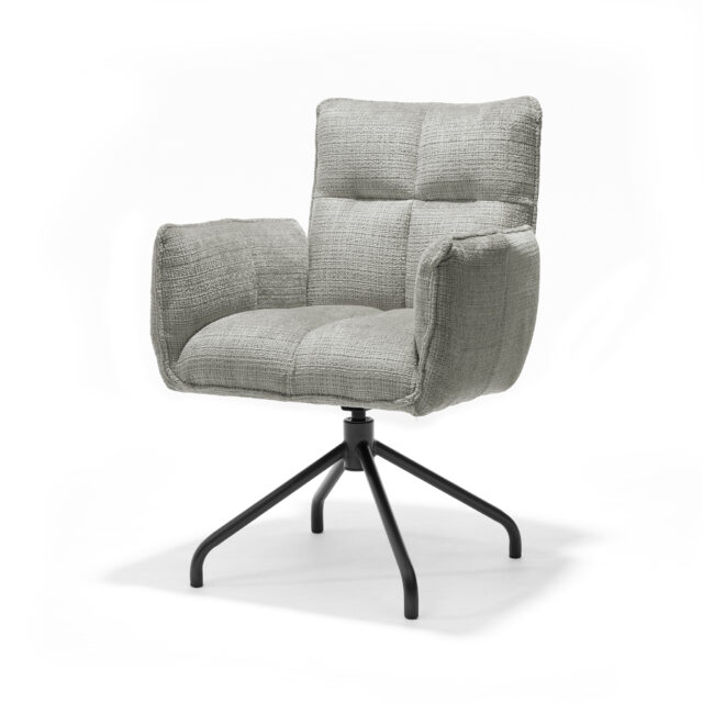 Eetkamerstoel Nova 8211 Stof Cremona 96 Grijs 8211 360 Draaibaar 8211 Frame Zwart P14