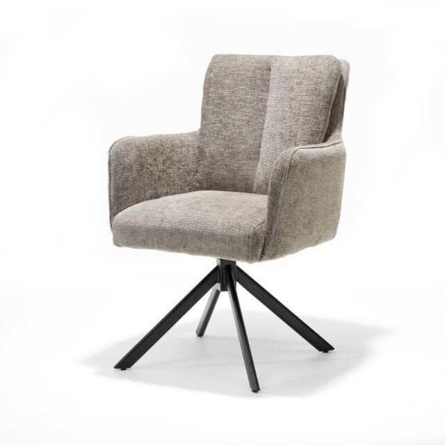Eetkamertafel Alex 8211 Stof Cremona 02 Ecru 8211 360 Draaibaar 8211 Frame Zwart A360