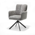 Eetkamertafel Alex - Stof Cremona #85 Licht Grijs - 360 Draaibaar - Frame zwart A360