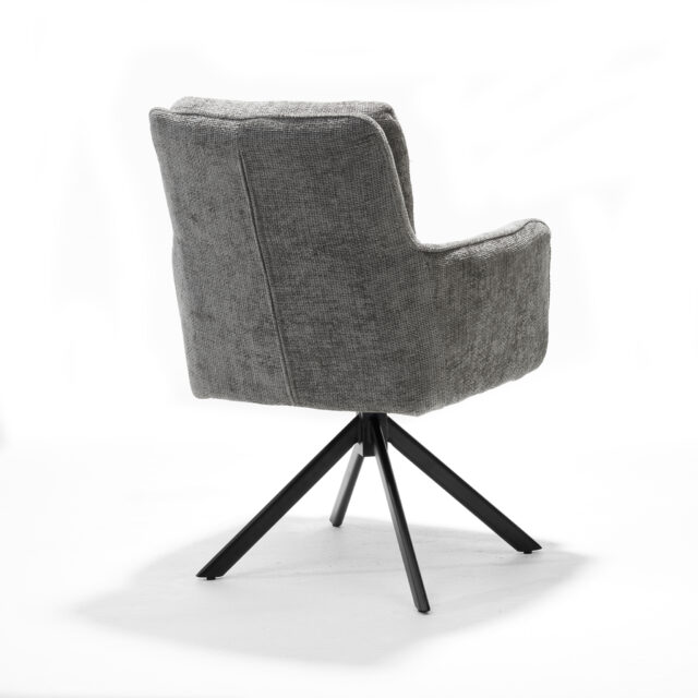 Eetkamertafel Alex 8211 Stof Cremona 85 Licht Grijs 8211 360 Draaibaar 8211 Frame Zwart A360