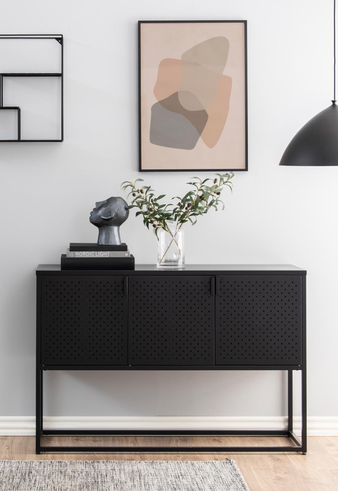 Dressoir Newton 8211 Mat Zwart Metaal 8211 Gaas