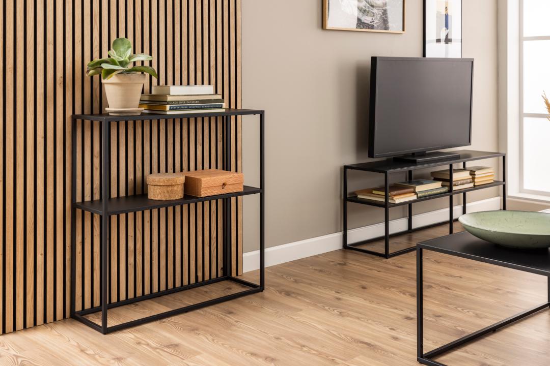 Tv Dressoir Newton 8211 Mat Zwart Gepoedercoat Metaal