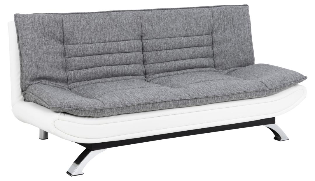 Slaapbank Geloof 8211 Stof Lichtgrijs Pu Wit 8211 Chroom