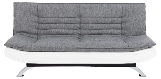 Slaapbank Geloof 8211 Stof Lichtgrijs Pu Wit 8211 Chroom