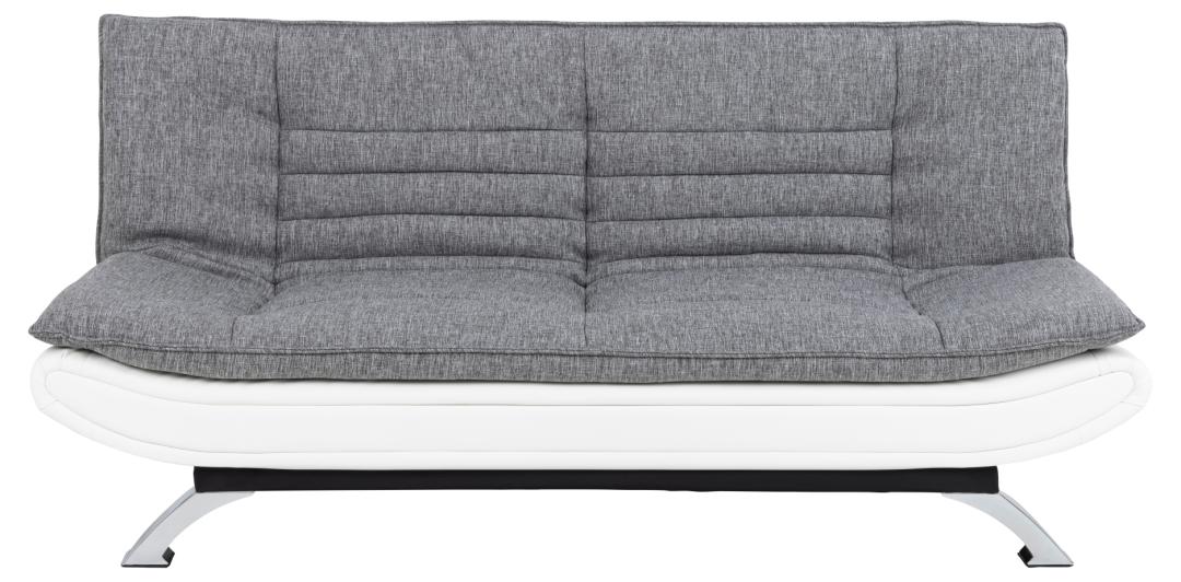 Slaapbank Geloof 8211 Stof Lichtgrijs Pu Wit 8211 Chroom