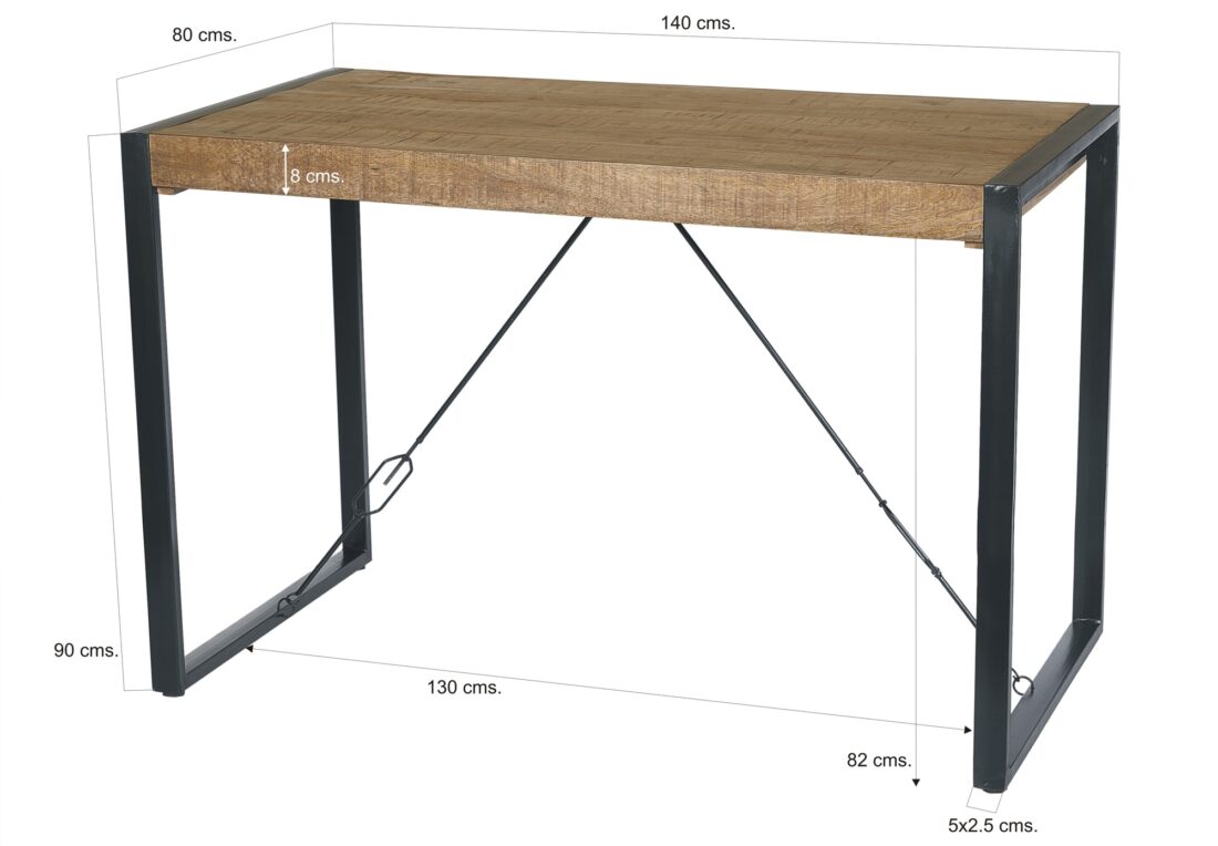 Bartafel Nairobi 8211 Mangohout 8211 Metaal 8211 140 Cm