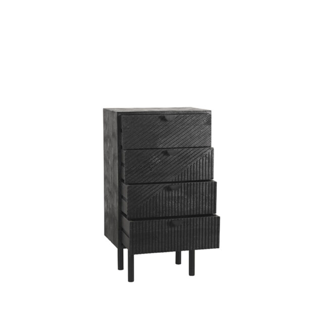 Ladekast Cotia 8211 Zwart Mangohout 8211 Metaal Ladekast Cotia 8211 Zwart Mangohout 8211 Metaal