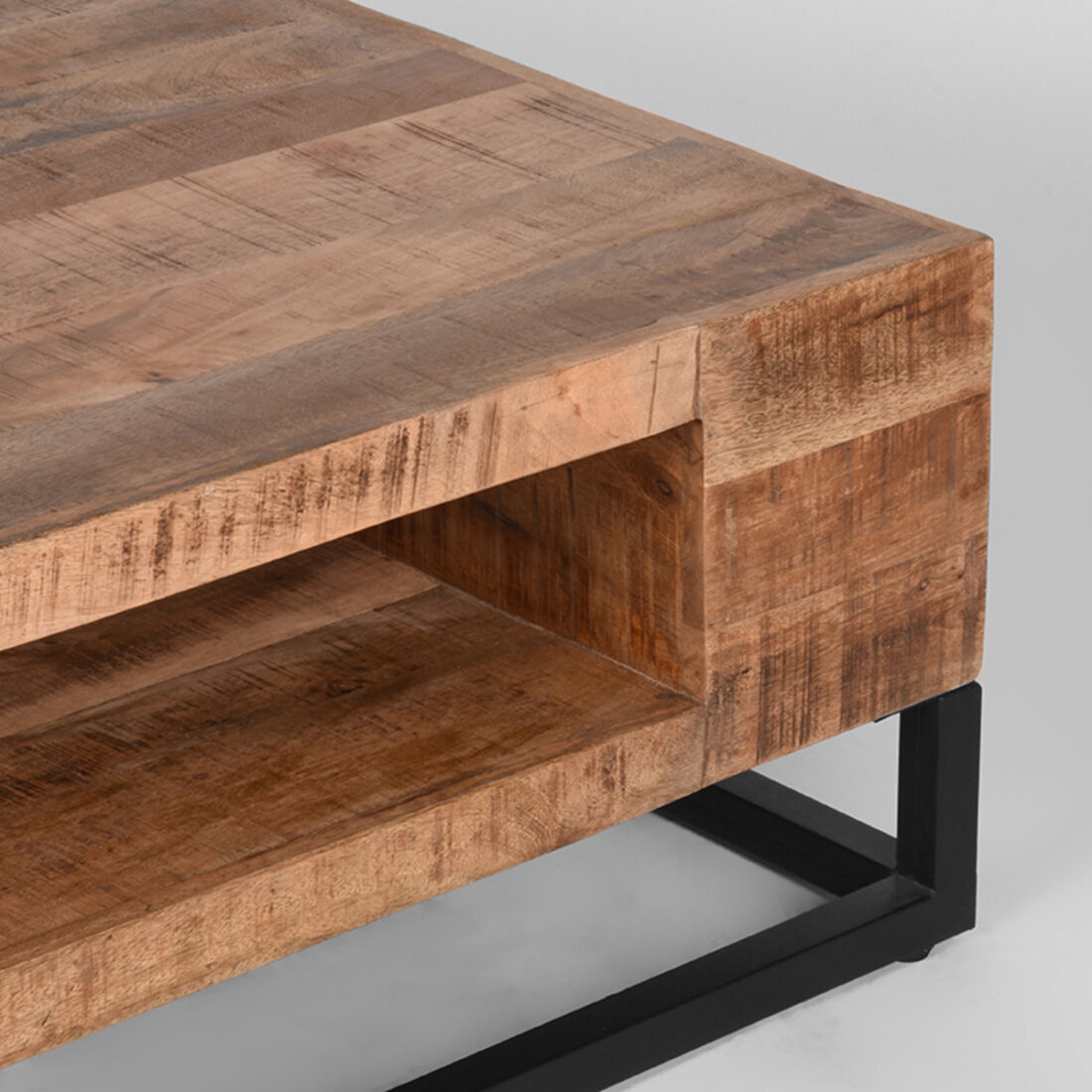 Salontafel Cube 8211 Mangohout Ruw 8211 Metaal Salontafel Cube 8211 Mangohout Ruw 8211 Metaal