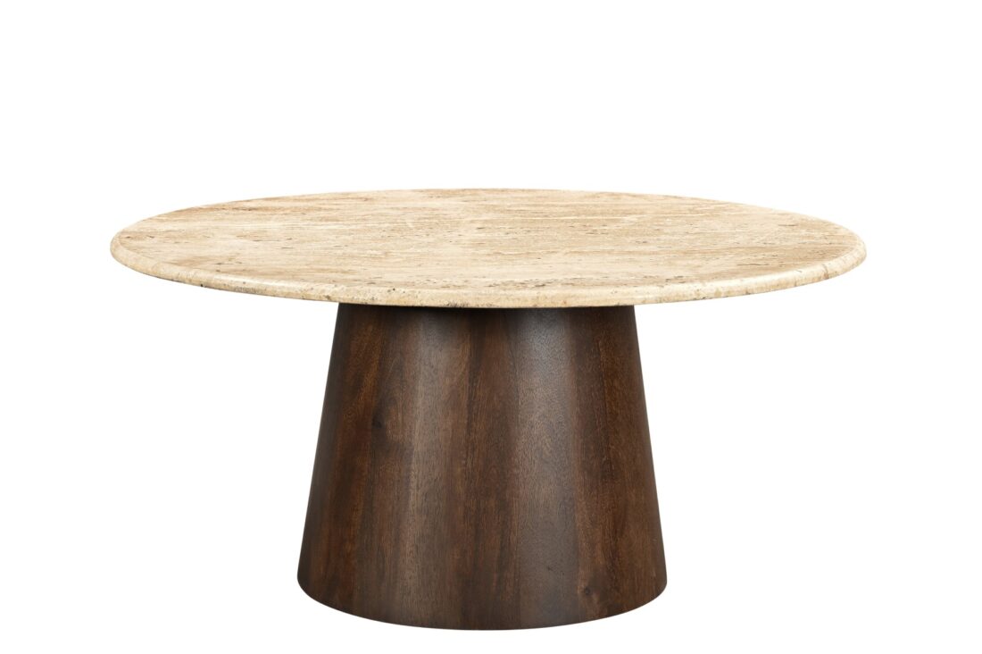 Salontafel Brix Valentino 8211 Travertin 8211 Hardhout 8211 Rond 75 Cm