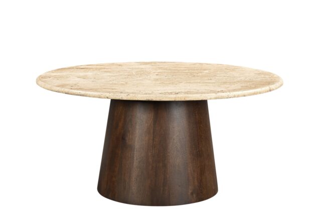 Salontafel Brix Valentino 8211 Travertin 8211 Hardhout 8211 Rond 75 Cm