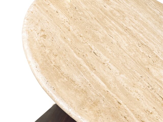 Salontafel Brix Valentino 8211 Travertin 8211 Hardhout 8211 Rond 75 Cm