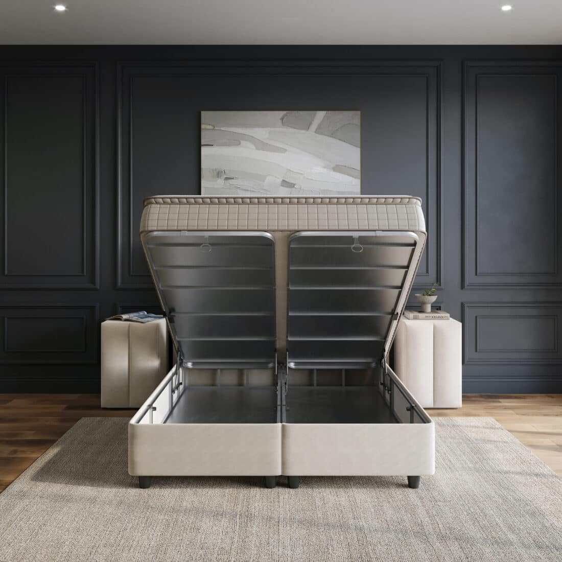 Opbergboxspring Blackpearl 8211 Stof Beige 8211 90 215 200 Cm Opbergboxspring Blackpearl 8211 Stof Beige 8211 90 215 200 Cm