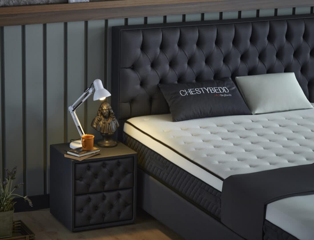 Opbergboxspring Chestybedd 8211 Stof Antraciet 8211 140 215 200 Cm