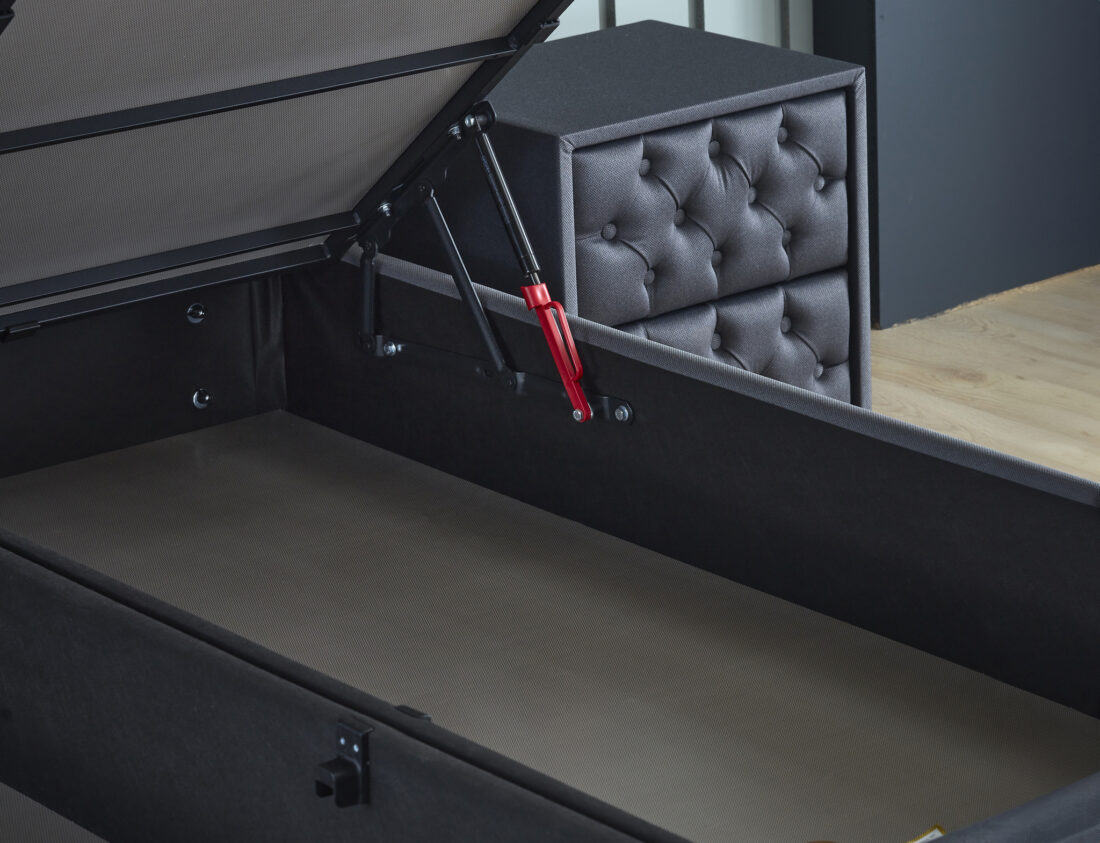 Opbergboxspring Chestybedd 8211 Stof Antraciet 8211 180 215 200 Cm