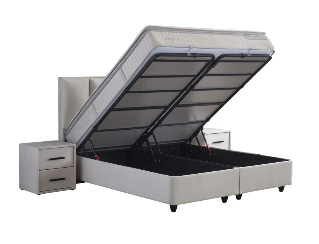 Opbergboxspring Birdybedd 8211 Stof Beige 8211 140 215 200 Cm Opbergboxspring Birdybedd 8211 Stof Beige 8211 140 215 200 Cm