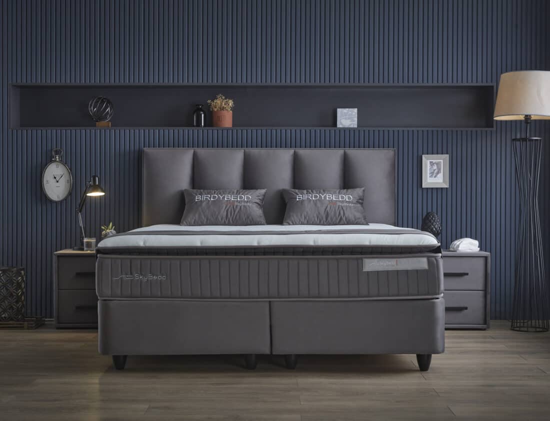 Opbergboxspring Birdybedd 8211 Antraciet Velvet 8211 140 215 200 Cm