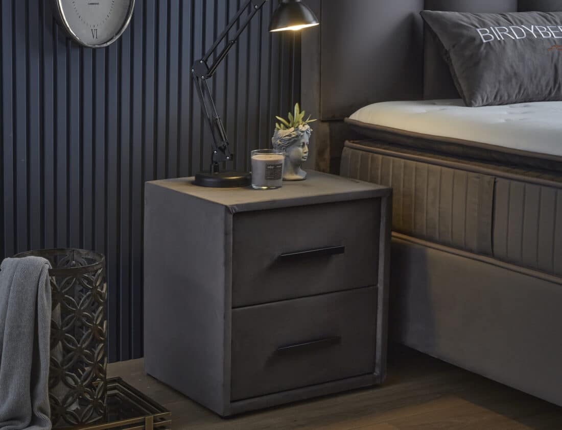 Opbergboxspring Birdybedd 8211 Antraciet Velvet 8211 140 215 200 Cm