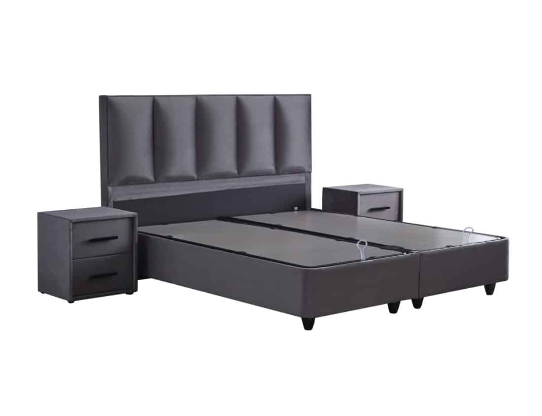 Opbergboxspring Birdybedd 8211 Antraciet Velvet 8211 140 215 200 Cm