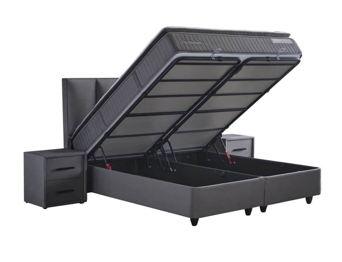 Opbergboxspring Birdybedd 8211 Antraciet Velvet 8211 140 215 200 Cm