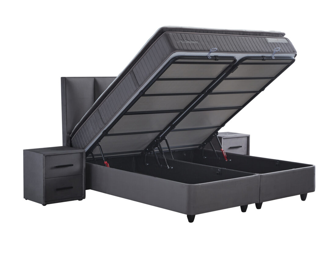 Opbergboxspring Birdybedd 8211 Antraciet 8211 160 215 200 Cm