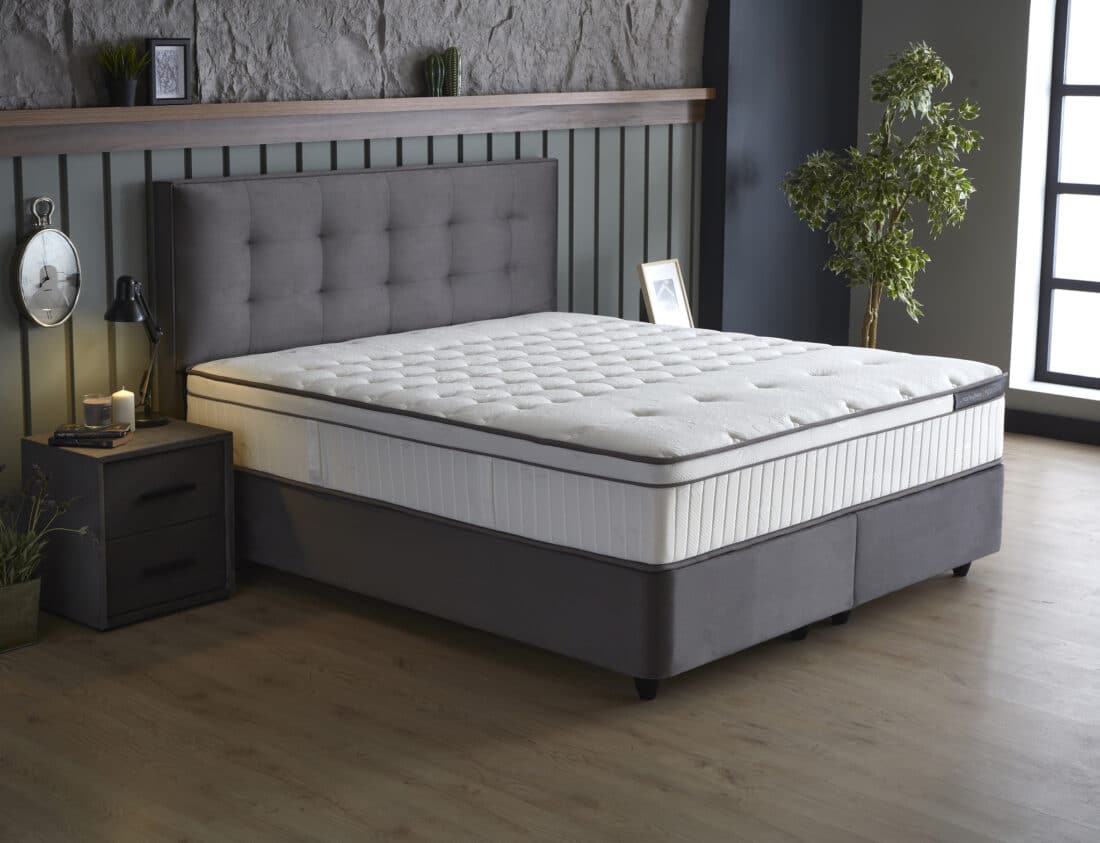 Opbergboxspring Modebedd 8211 Stof Antraciet 8211 140 215 200 Cm