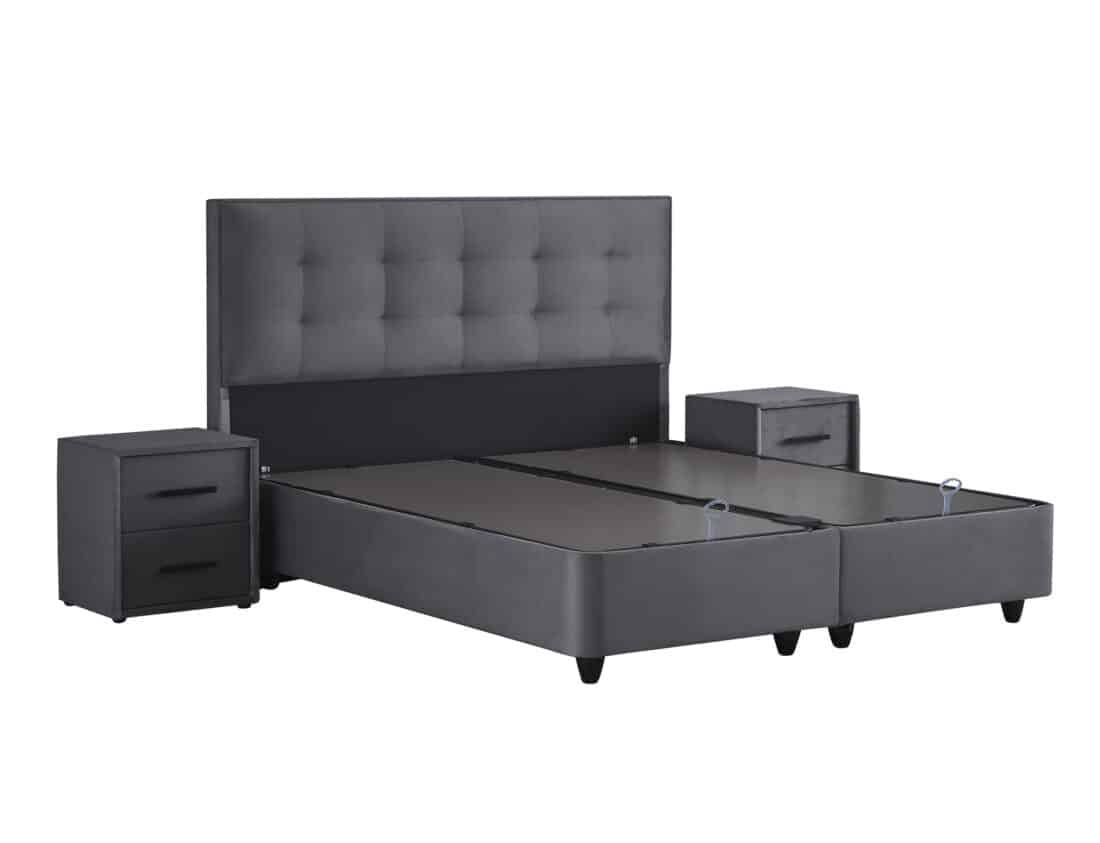 Opbergboxspring Modebedd 8211 Stof Antraciet 8211 140 215 200 Cm