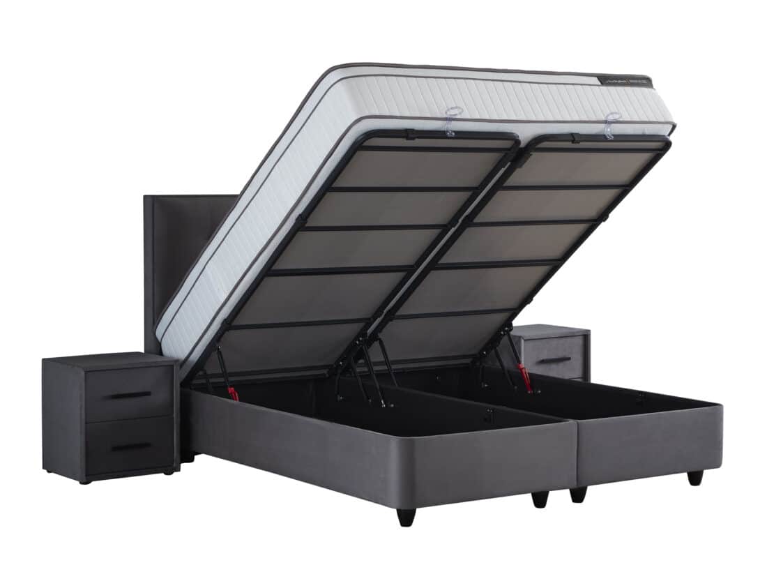 Opbergboxspring Modebedd 8211 Stof Antraciet 8211 180 215 200 Cm