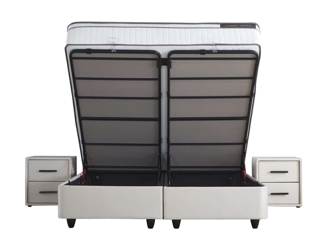 Opbergboxspring Modebedd 8211 Stof Beige 8211 140 215 200 Cm