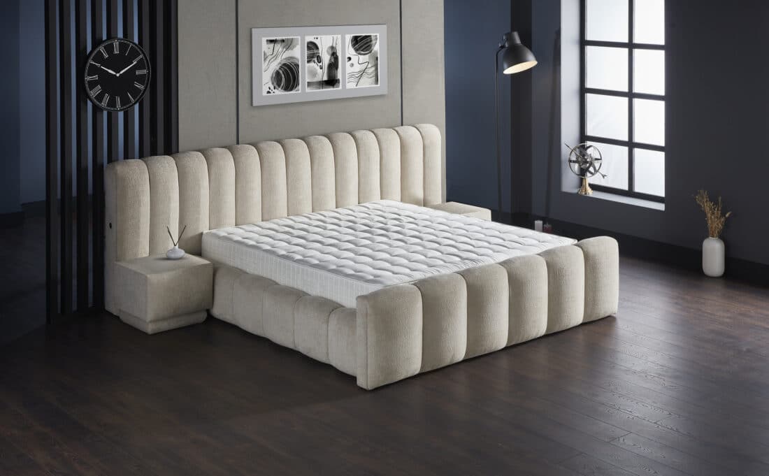 Opbergboxspring Losbedd 8211 Stof Beige 8211 160 215 200 Cm