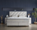 Opbergboxspring Shinebedd - Stof Beige boucle - 140x200 cm