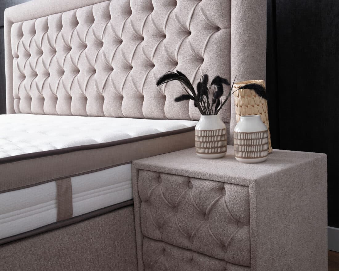 Opbergboxspring Oxybedd 8211 Stof Beige 8211 140 215 200 Cm