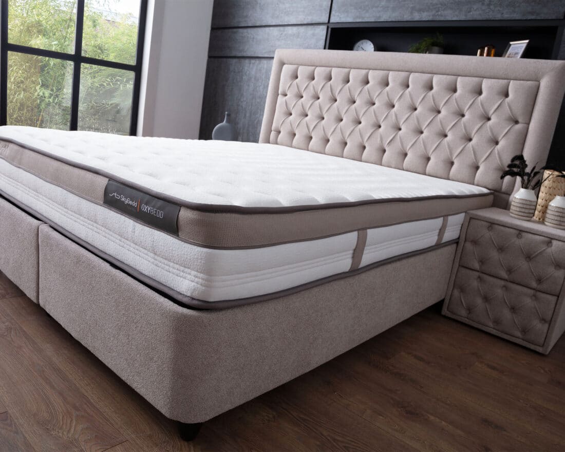 Opbergboxspring Oxybedd 8211 Stof Beige 8211 140 215 200 Cm