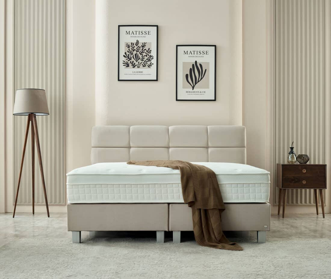 Boxspring Vida 8211 Stof Velvet Beige 8211 140 215 200 Cm